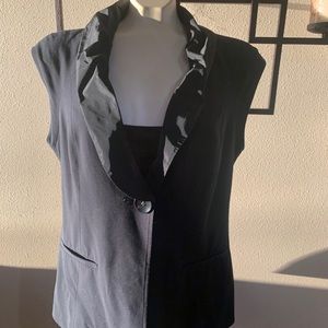 CABI Black Ruffle Tuxedo Vest